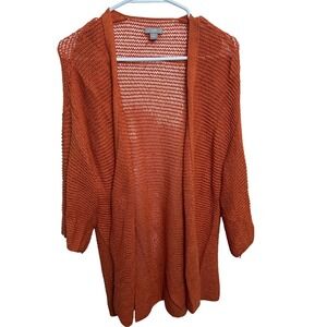 J. Jill Open-Knit Duster Cardigan in Rust Orange
